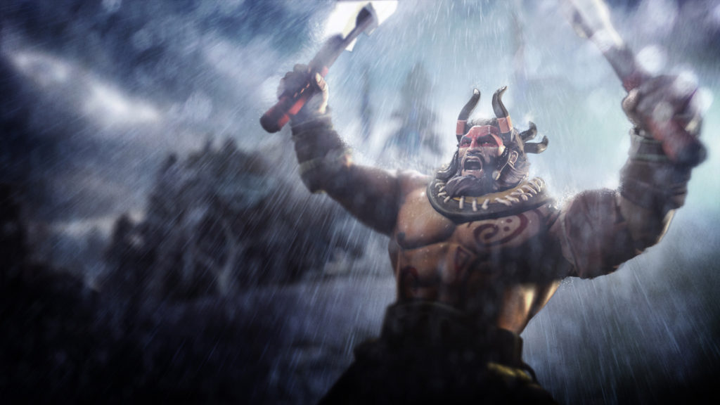 An image of Beastmaster with his arms raised. Like he is ready to cast Wild Axes