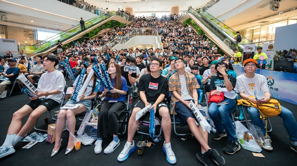A massive number of people watching an Overwatch League game.