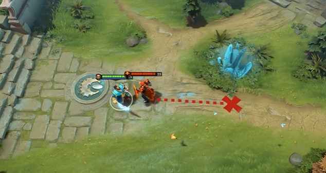 An image showing Kunkka using X-mark on Dragon Knight.