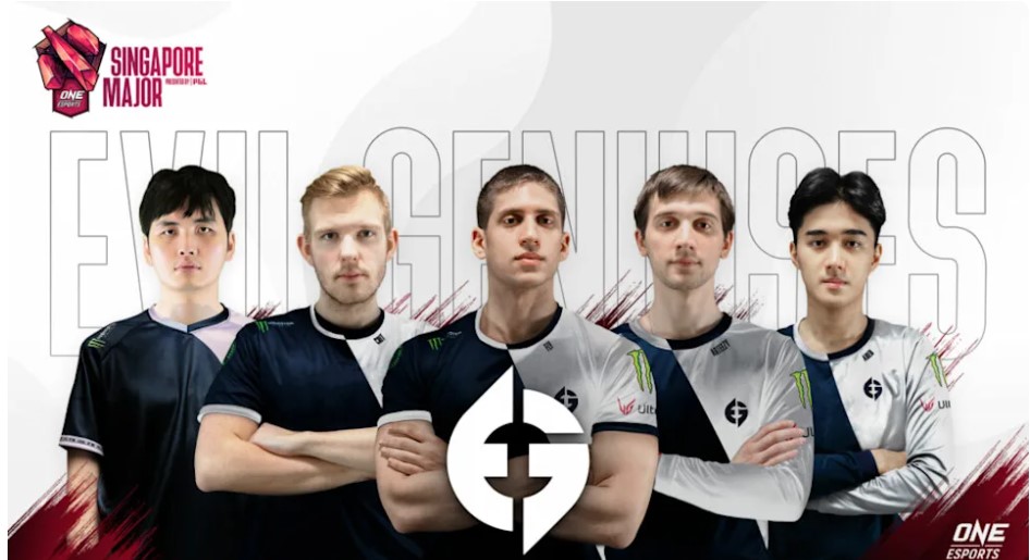 An image of Evil Geniuses members at the ONE esports Singapore Major.