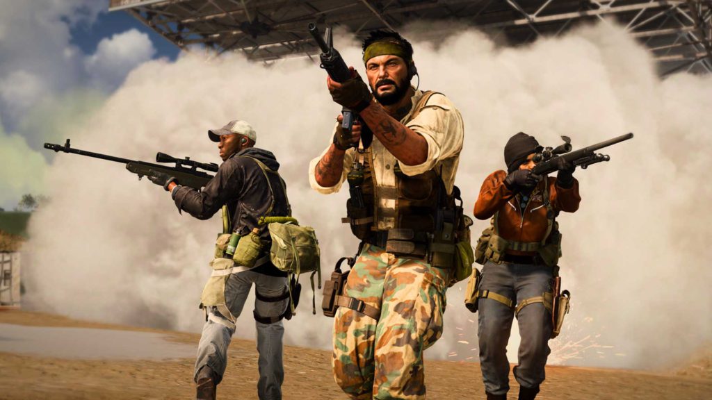 An image of three Warzone players moving ahead in unison. How to get better at Warzone Guide.