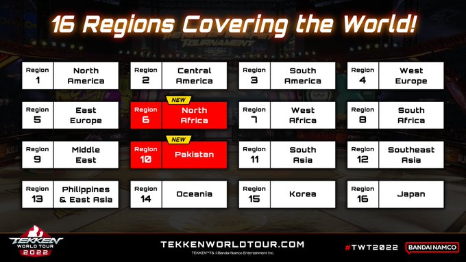 Tekken World Tour 2022 - 16 Regions
