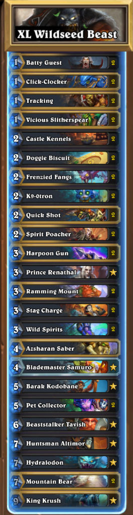 XL Beast Hunter Hearthstone Deck