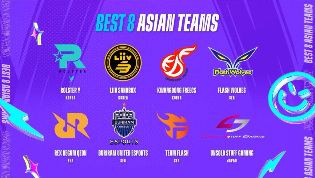 The eight teams in the tournament.