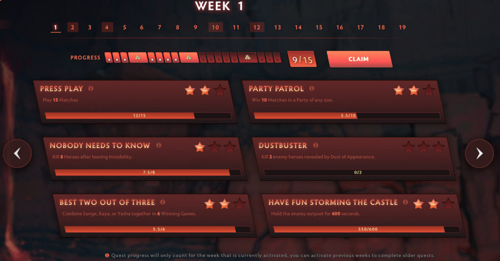 2022 Battle Pass Week 1 quests