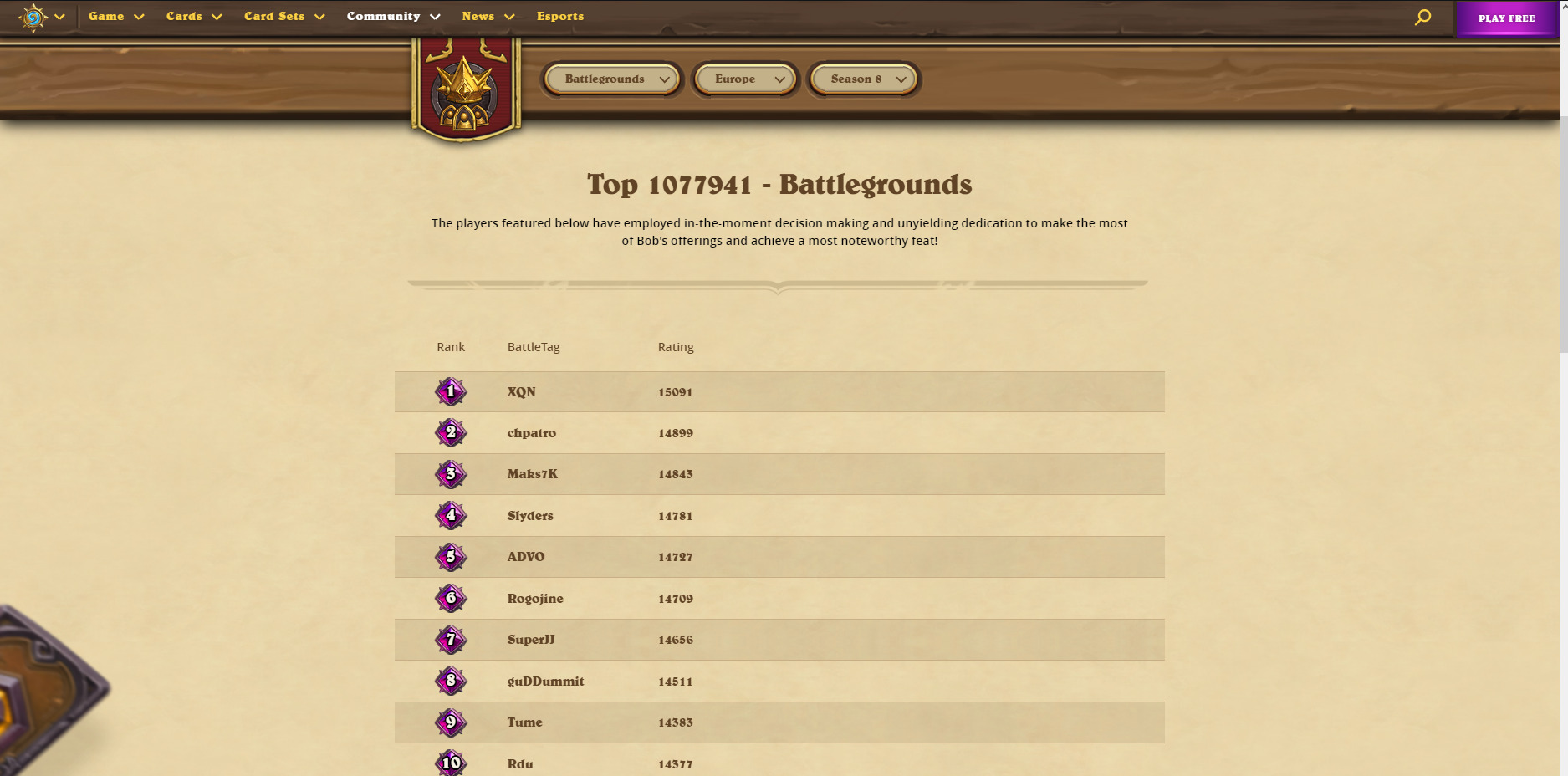 Hearthstone Leaderboards where to check out Constructed, Battlegrounds and Mercenaries rankings