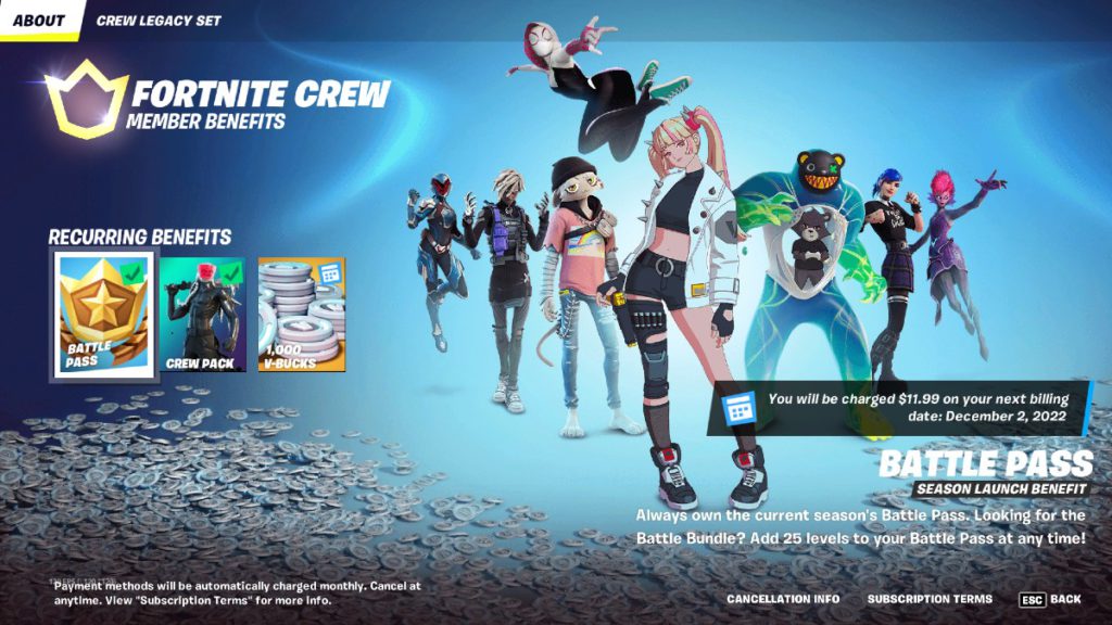 Fortnite Crew in-game screen