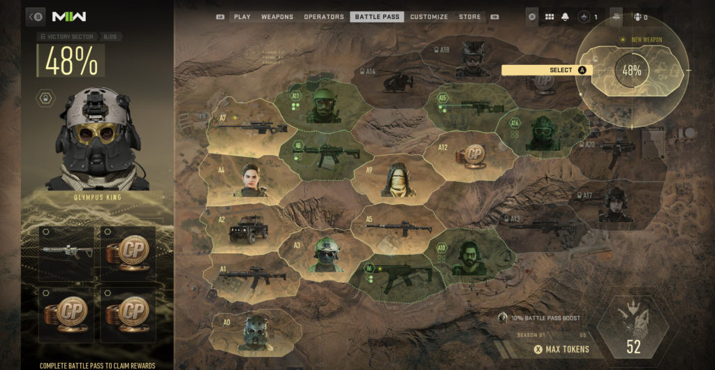 Call of Duty Modern Warfare II and Warzone 2 Battle Pass map. Image via Activision Publishing, Inc.