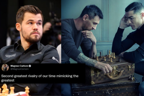 Magnus Carlsen reacts to Messi and Ronaldo’s internet-breaking photo that portrays familiar chess position