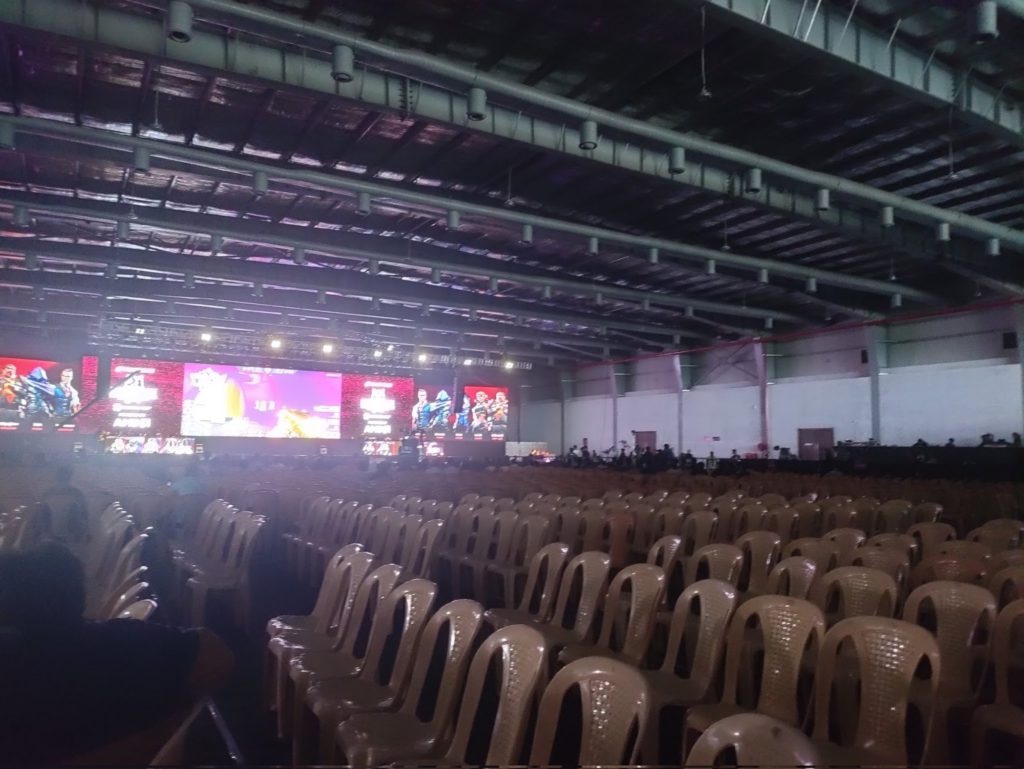 There were several rows of empty chairs at the GXR Valorant India LAN.