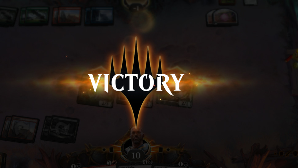 The MTG Arena victory screen.